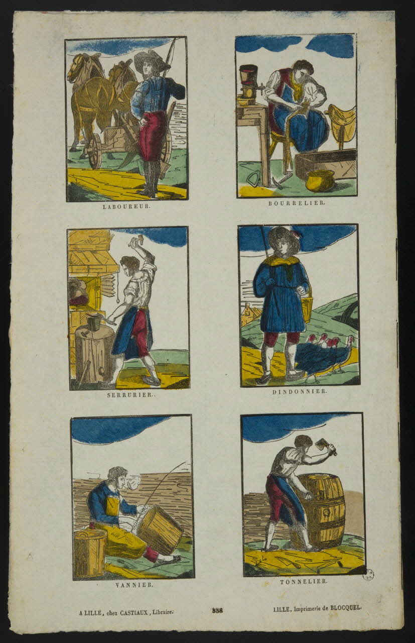 Jean-Baptiste Castiaux ; Simon-François Blocquel imagerie ancienne Planche de petits métiers Lille 1809-1837 1952.39.111 Photo