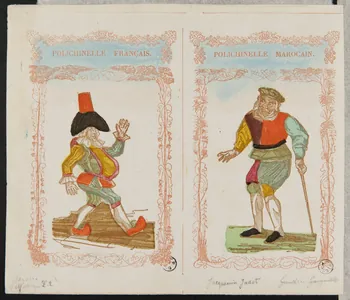 estampe POLICHINELLE FRANCAIS.  POLICHINELLE MAROCAIN. 1952.39.116.1 Photo