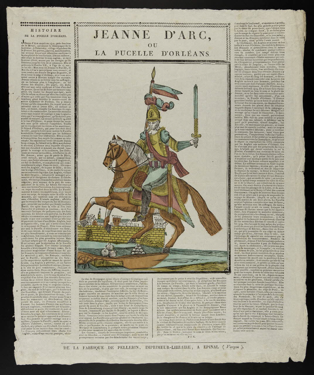 Pellerin imagerie ancienne JEANNE D'ARC,  OU  LA PUCELLE D'ORLEANS. Lorraine, France 1822 1952.39.18 Photo