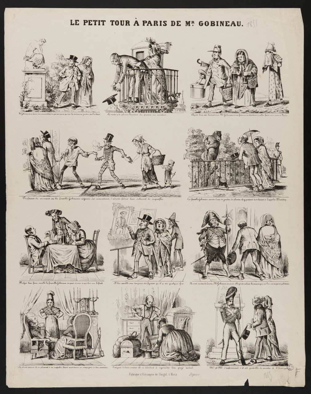 Charles Nicolas Gangel estampe LE PETIT TOUR A PARIS DE MR GOBINEAU. Metz 1852-1858 1952.39.248 Photo