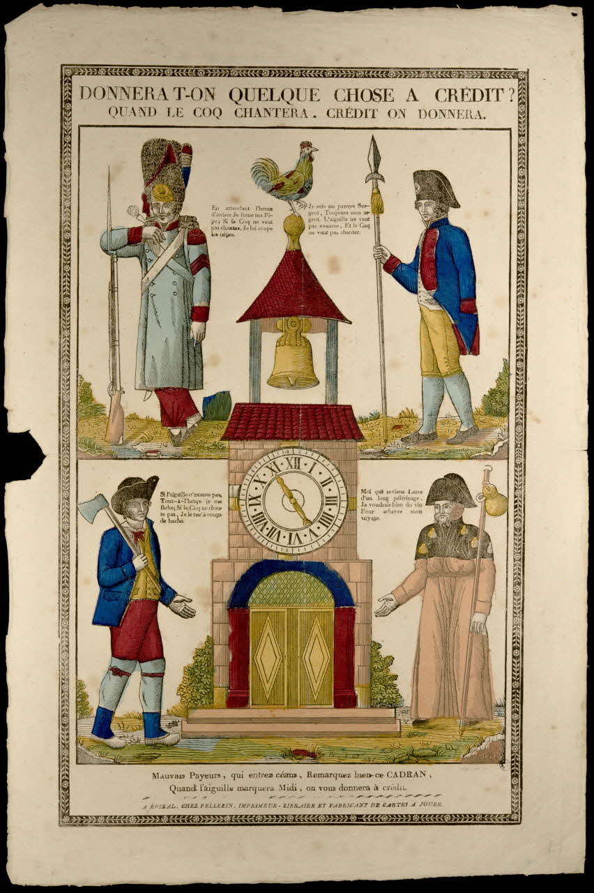 estampe DONNERA T-ON QUELQUE CHOSE A CREDIT ?  QUAND LE COQ CHANTERA, CREDIT ON DONNERA. 1952.39.25 Photo