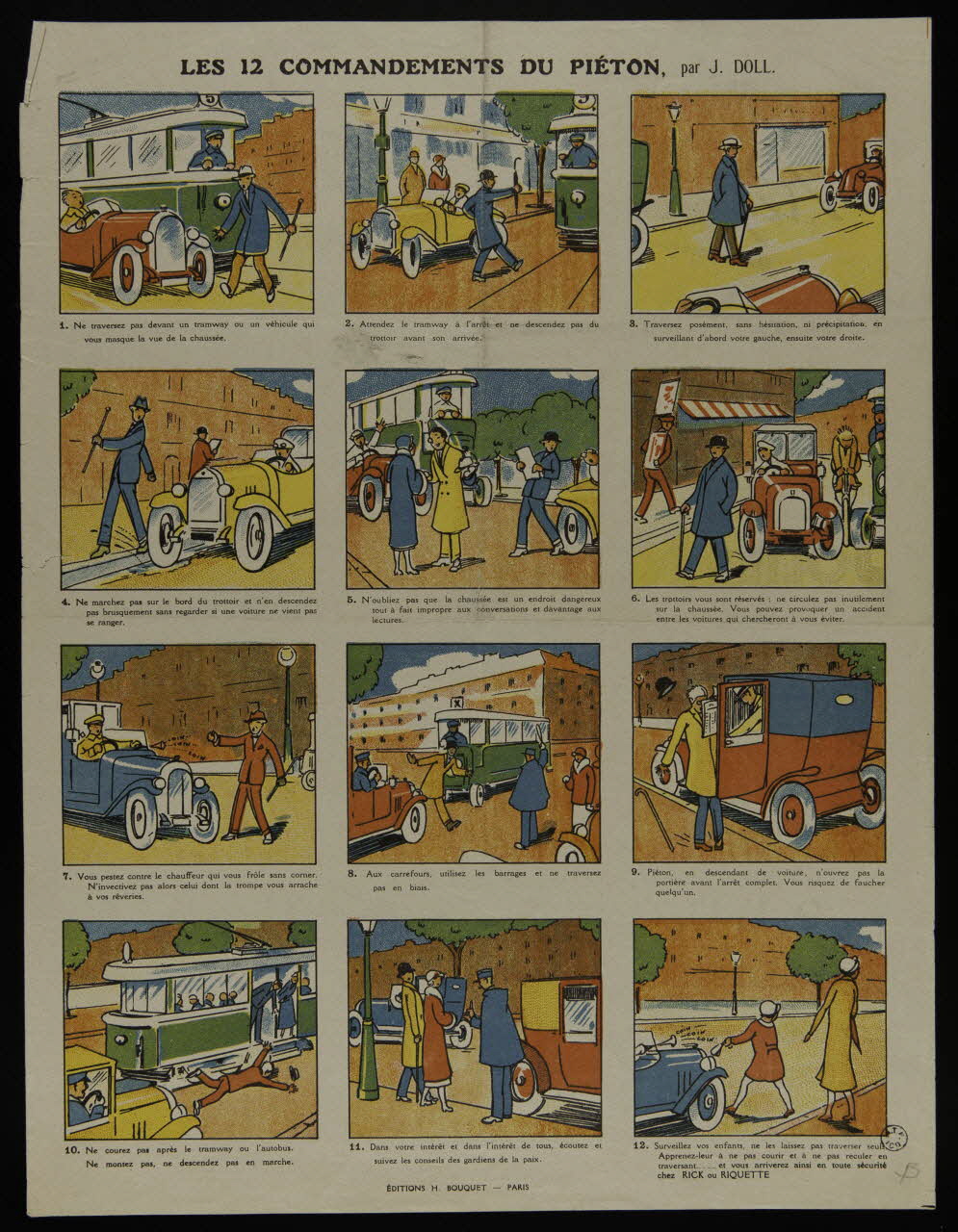 estampe LES 12 COMMANDEMENTS DU PIETON. 1952.39.289 Photo