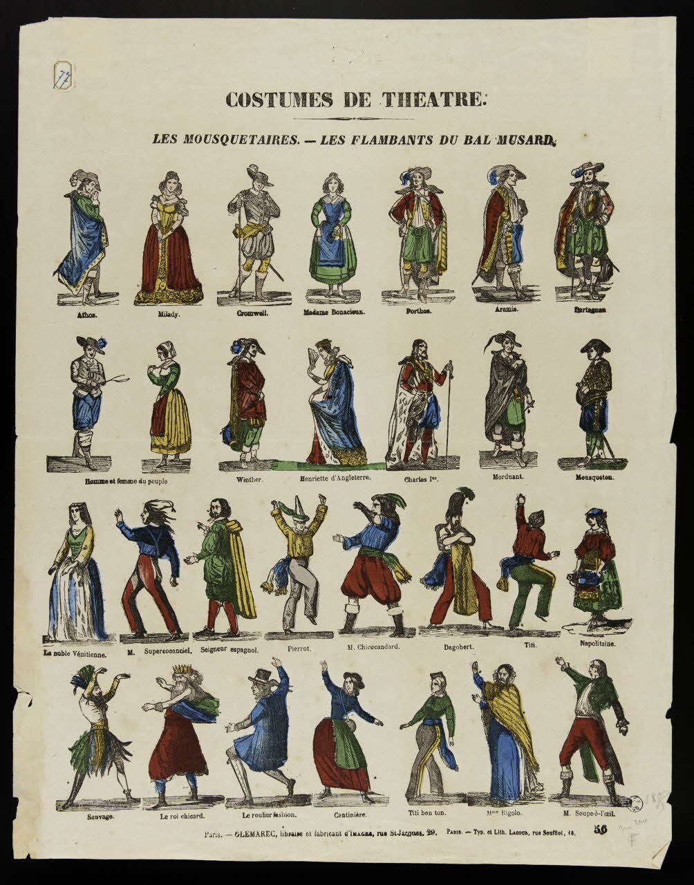 François Lacour ; Charles-Eugène Glémarec à compartiments (7x4) COSTUMES DE THEATRE. Paris 1852 1952.39.298 Photo