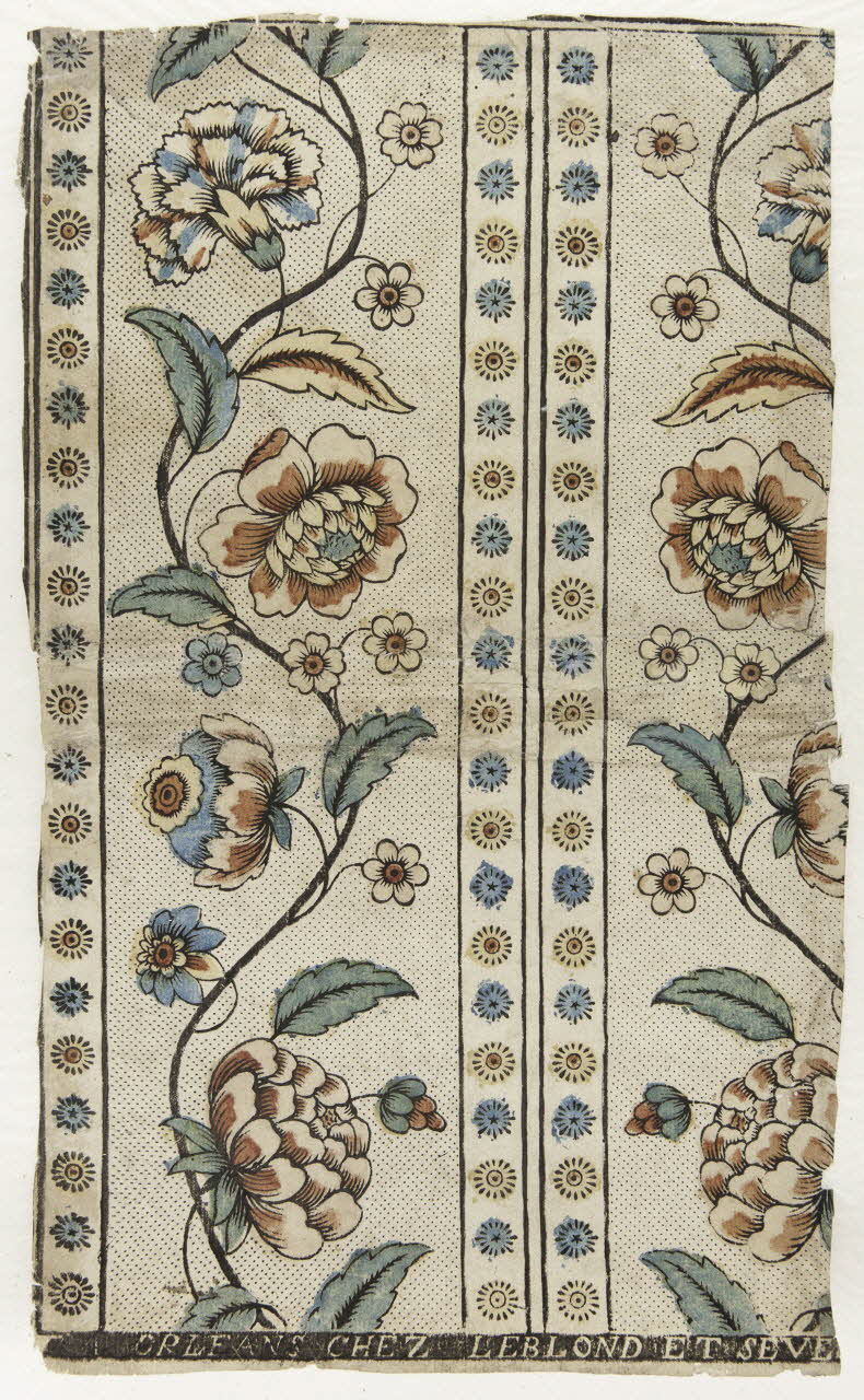 Leblond Jean ; Sevestre Jean Baptiste imagerie ancienne Dominoterie à motifs floraux Orléans 1751-1771 1952.39.32 Photo