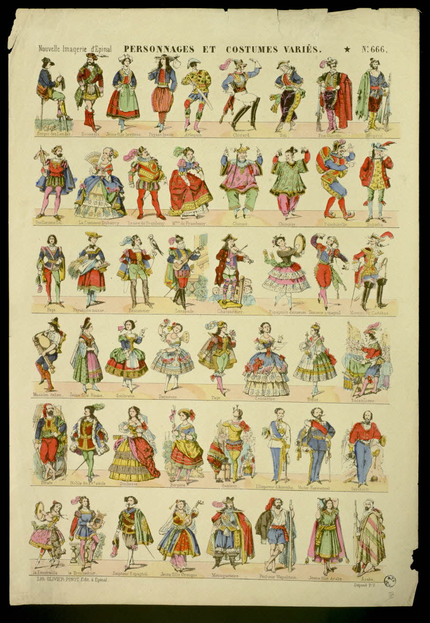 estampe PERSONNAGES ET COSTUMES VARIES. 1952.39.336 Photo