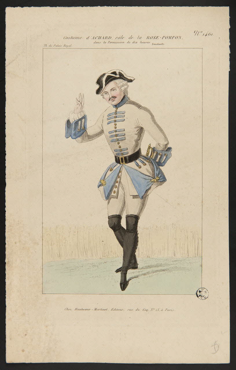 estampe Costume d'ACHARD, rôle de la ROSE-POMPON.  dans la Permission de dix heures.  Vaudeville. 1952.39.377 Photo