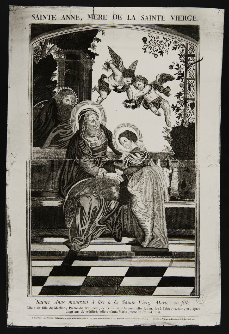 estampe SAINTE ANNE, MERE DE LA SAINTE VIERGE.  Sainte Anne montrant à lire à la Sainte Vierge Marie, sa fille. 1952.39.49 Photo