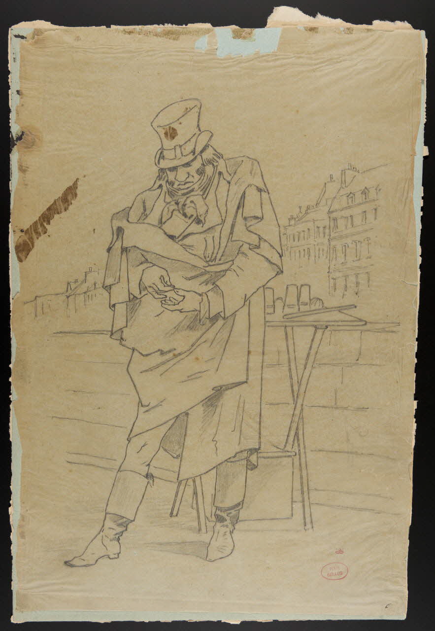 Fleuret dessin Prestidigitateur sur les quais, Paris 1900 1952.48.15 Photo
