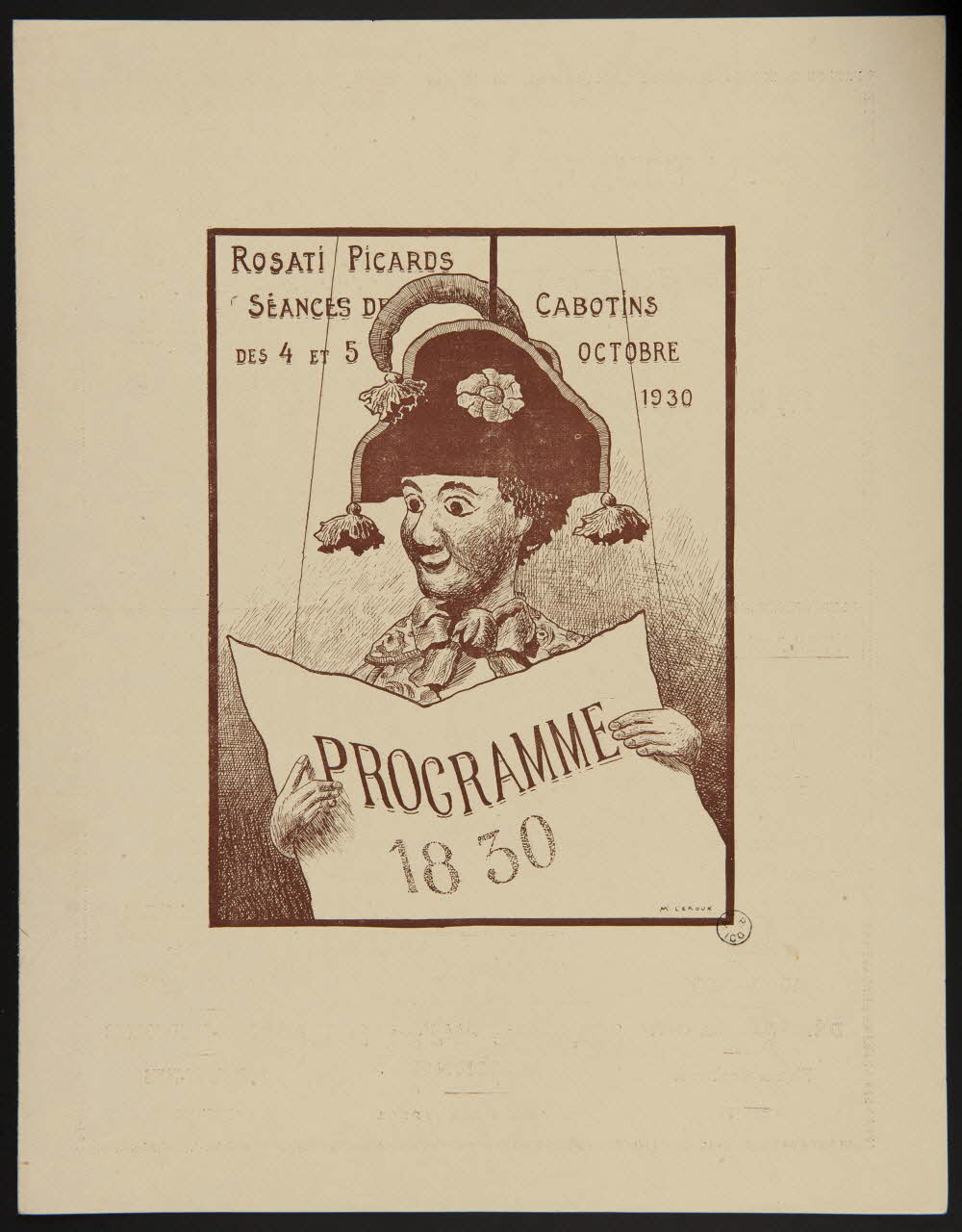 estampe PROGRAMME  1830 1952.55.38 Photo