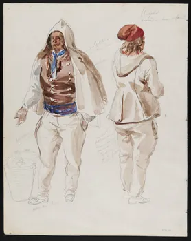 Lalaisse François Hippolyte carnet de dessins Plougastel  marchand de légumes et fruits Bretagne, France 1844 1952.76.1.131 Photo