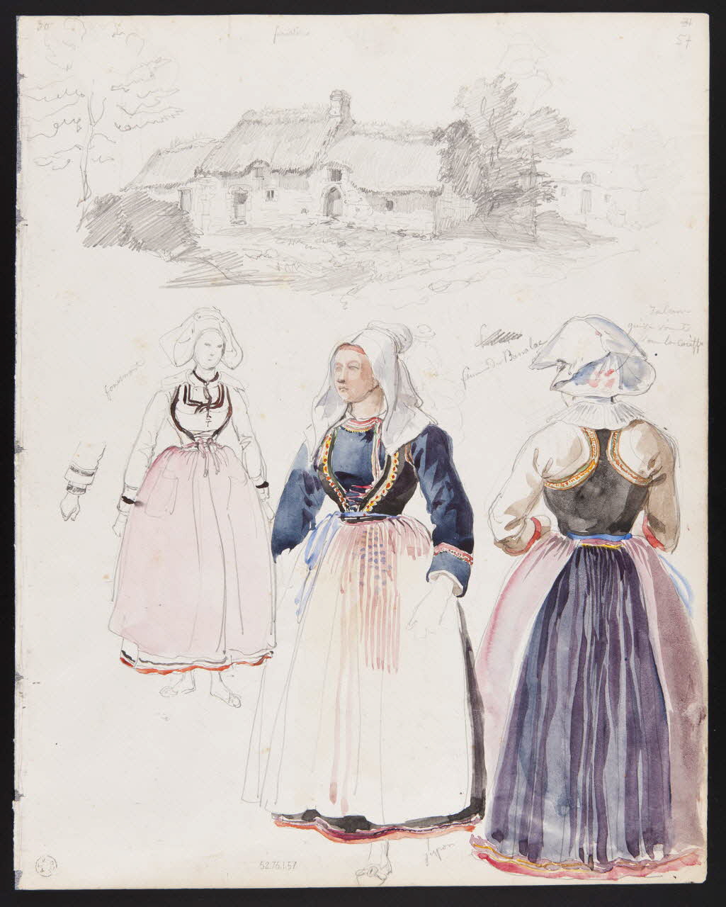 Lalaisse François Hippolyte carnet de dessins Femmes de Fouesnant et de Bannalec Bretagne, France 1843 1952.76.1.57 Photo