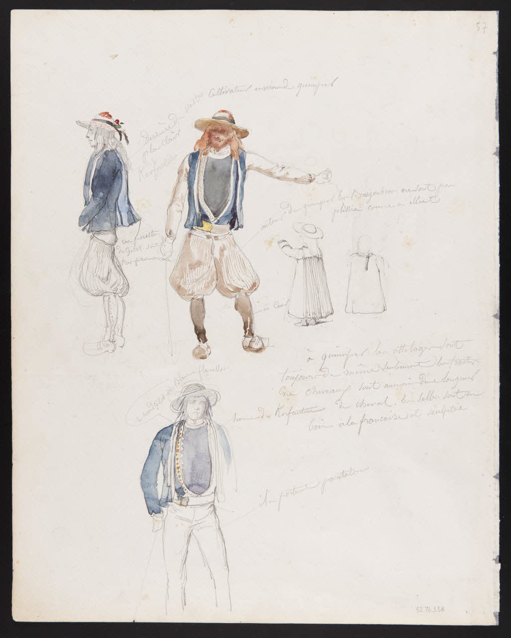 Lalaisse François Hippolyte carnet de dessins Cultivateur des environs de Quimper  homme de Kerfeunteun Bretagne, France 1843 1952.76.1.58 Photo