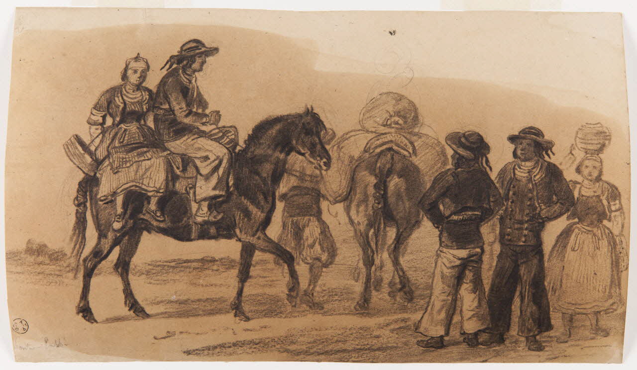 Lalaisse François Hippolyte carnet de dessins Bigoudens se rendant au marché de Pont-l'Abbé Bretagne, France 1843 1952.76.1.6 Photo