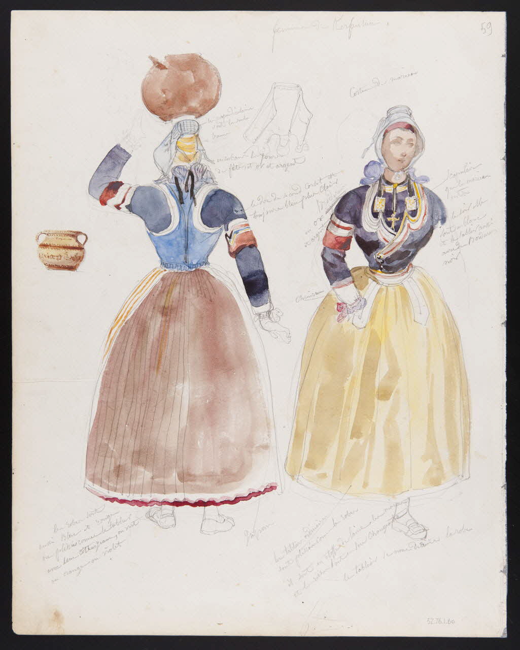 Lalaisse François Hippolyte carnet de dessins femme de Kerfeunteun. Bretagne, France 1843 1952.76.1.60 Photo Mucem