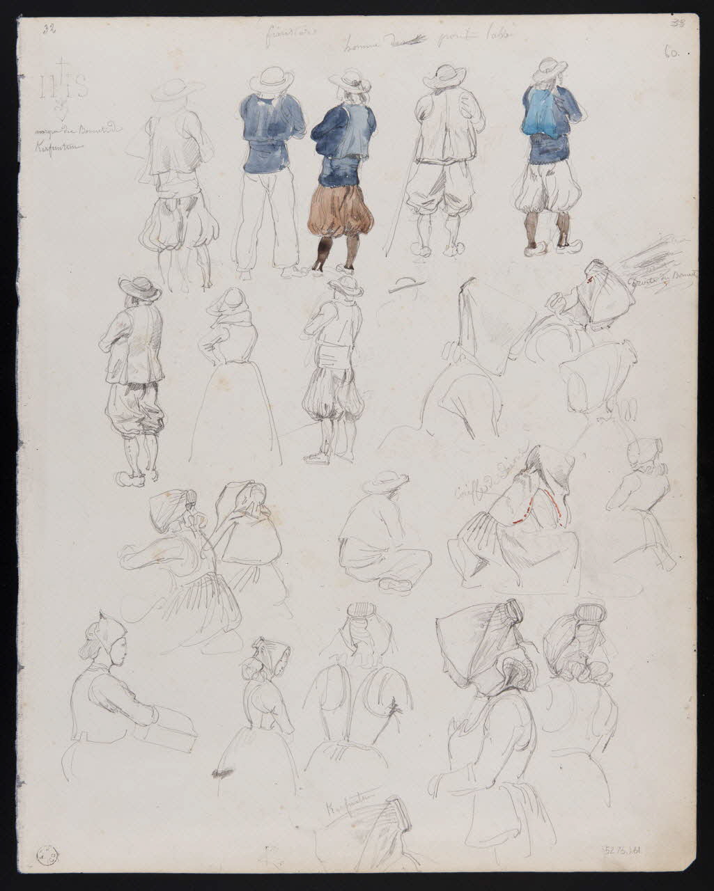 Lalaisse François Hippolyte carnet de dessins Finistère  homme de Pont-l'Abbé Bretagne, France 1843 1952.76.1.61 Photo