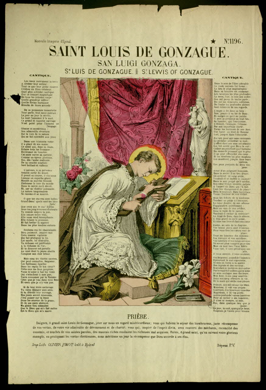 estampe SAINT LOUIS DE GONZAGUE. 1952.98.16 Photo