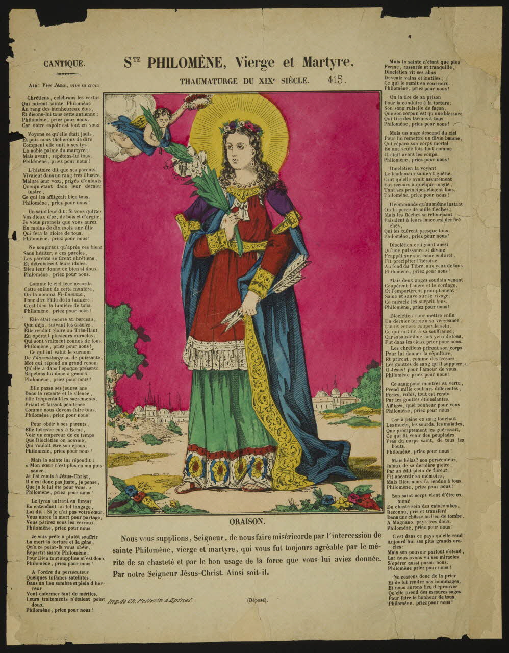 estampe STE PHILOMENE, Vierge et Martyre,  THAUMATURGE DU XIXe SIECLE 1952.98.17 Photo