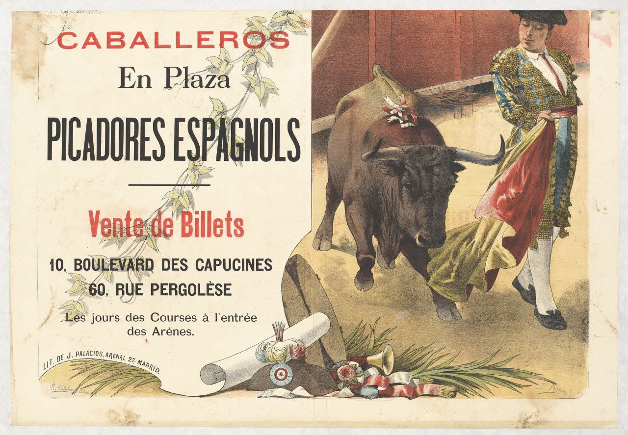 affiche CABALLEROS  En Plaza  PICADORES ESPAGNOLS 1961.18.40 Photo RMN-Grand Palais (Mucem)