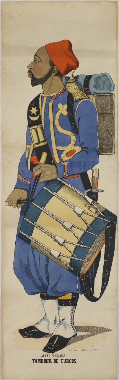 Pellerin affiche ARMÉE FRANCAISE.  TAMBOUR DE TURCOS. 1853-1880 1953.86.2885 Photo RMN-Grand Palais (Mucem)