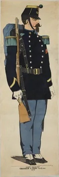 Pellerin affiche ARMÉE FRANÇAISE  CHASSEUR À PIED. (Nouvelle tenue)  1874. Lorraine, France 1888-1890 1953.86.2887 Photo RMN-Grand Palais (Mucem)
