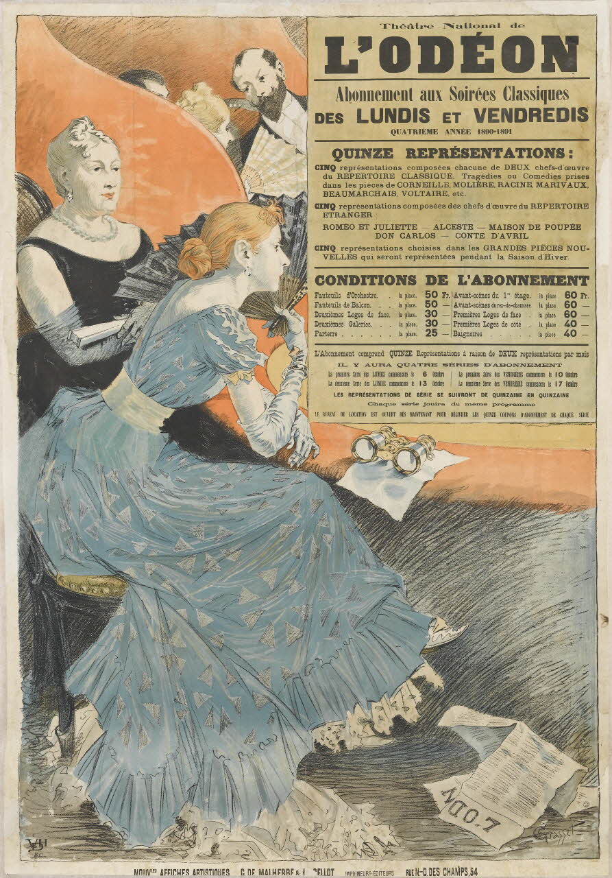 VDH ; G Malherbe De ; [?]e affiche Théâtre National de  L'ODÉON Paris 1890 1961.18.25 Photo RMN-Grand Palais (Mucem)