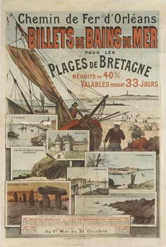 affiche Chemin de Fer d'Orléans  BILLETS DE BAINS DE MER  POUR LES  PLAGES DE BRETAGNE  RÉDUITS DE 40%  VALABLES PENDANT 33 JOURS 1961.18.56 Photo RMN-Grand Palais (Mucem)