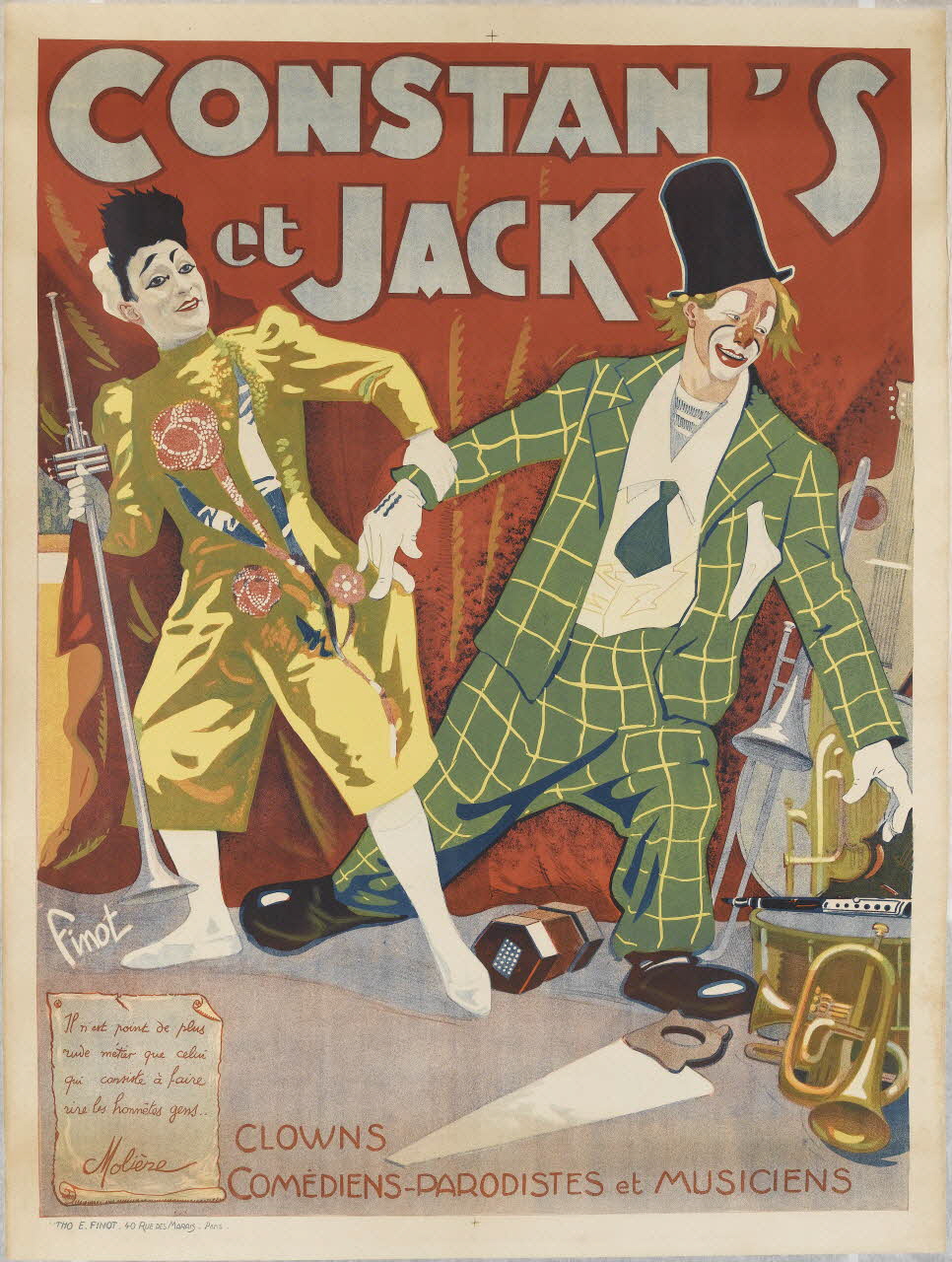 Finot E. affiche CONSTAN'S  et JACK  CLOWNS  COMÉDIENS-PARODISTES et MUSICIENS 1957 1967.115.342.1 Photo RMN-Grand Palais (Mucem)