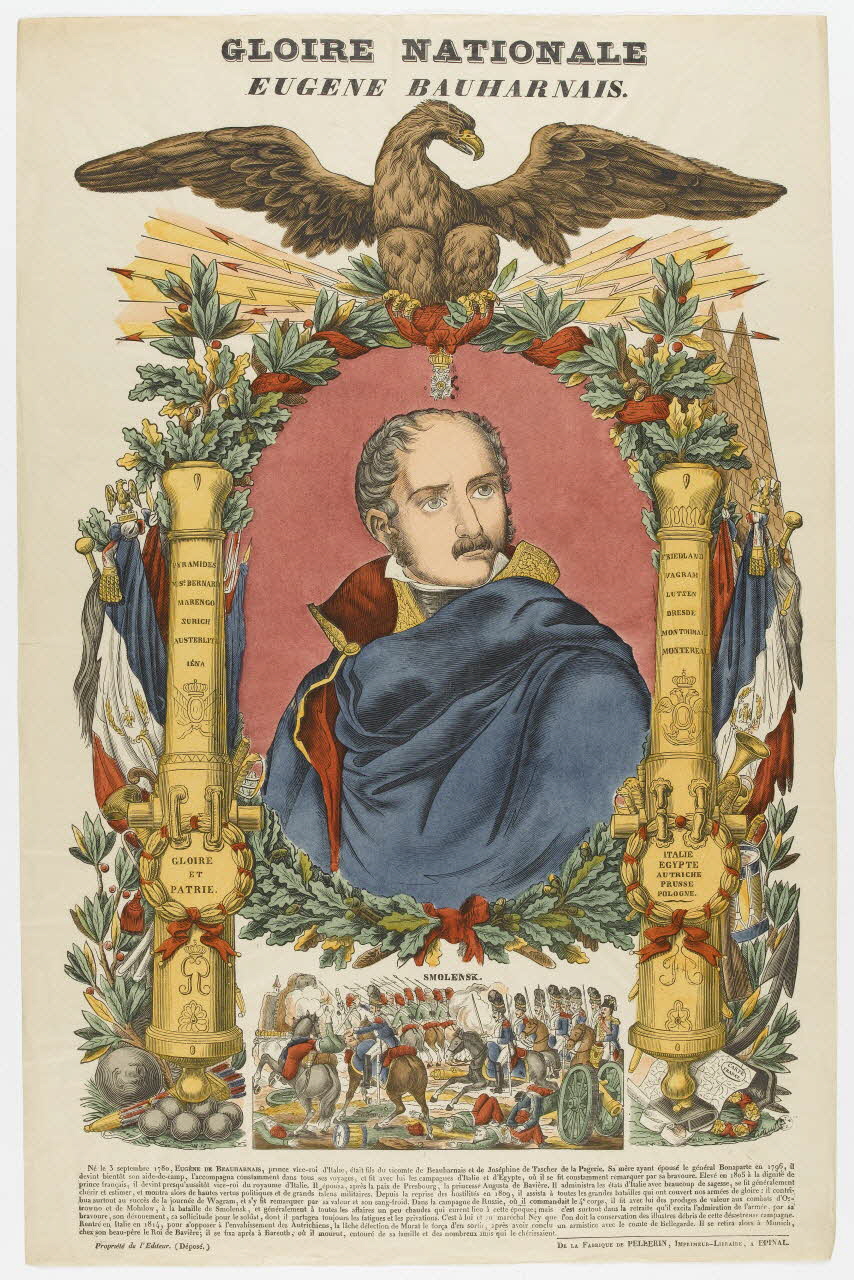 Pellerin estampe GLOIRE NATIONALE  EUGENE BAUHARNAIS. Lorraine, France 1837 1950.21.524 Photo RMN-Grand Palais (Mucem)