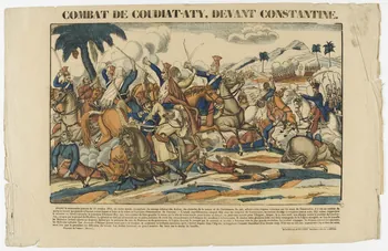 Pellerin estampe COMBAT DE COUDIAT-ATY, DEVANT CONSTANTINE. Lorraine, France 1837 1950.21.534 Photo RMN-Grand Palais (Mucem)