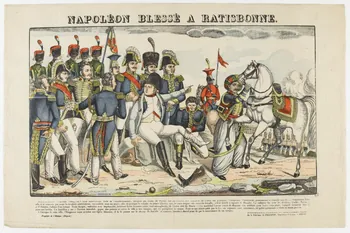François Georgin ; Pellerin estampe NAPOLEON BLESSE A RATISBONNE. Lorraine, France 1837 1950.21.539 Photo RMN-Grand Palais (Mucem)