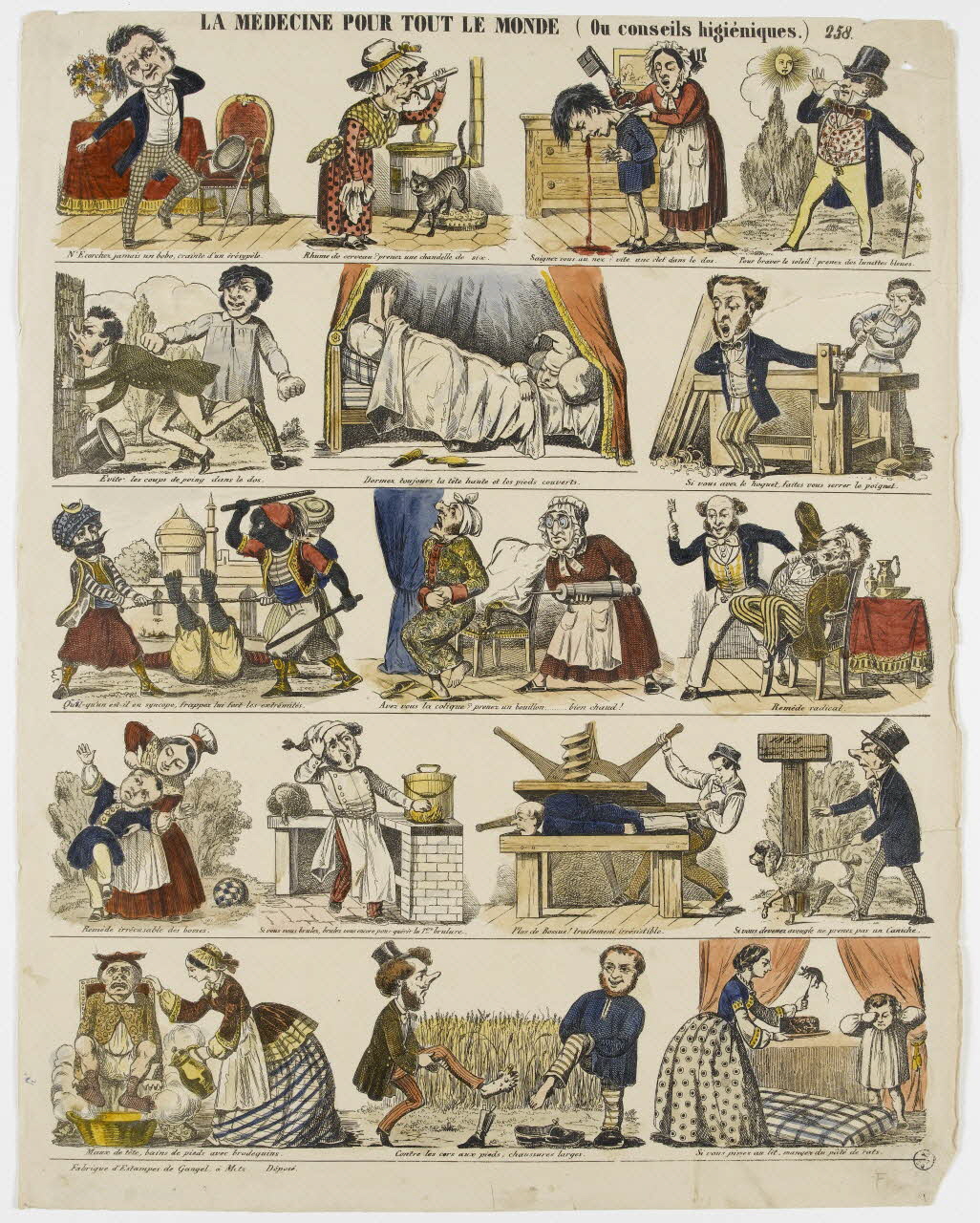Charles Nicolas Gangel estampe LA MEDECINE POUR TOUT LE MONDE (Ou conseils higiéniques.) Lorraine, France 1852-1858 1950.39.2411 Photo RMN-Grand Palais (Mucem)