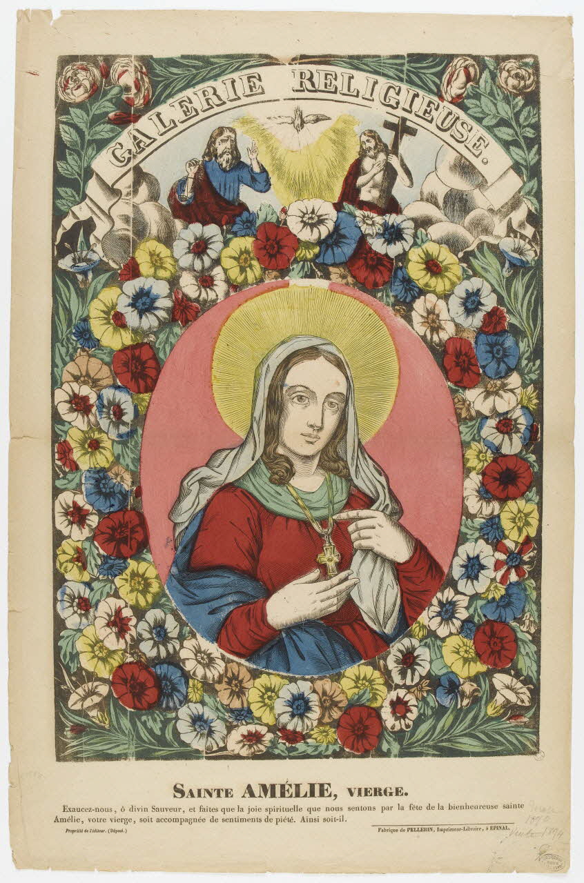 Pellerin estampe GALERIE RELIGIEUSE. SAINTE AMELIE, VIERGE. Lorraine, France 1870 1950.39.325 Photo RMN-Grand Palais (Mucem)