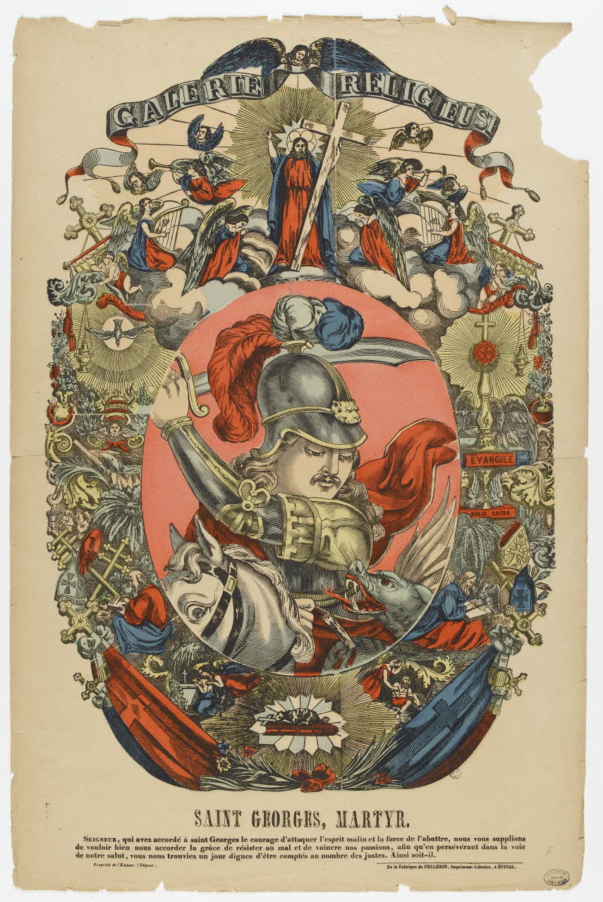 Pellerin estampe GALERIE RELIGIEUSE SAINT GEORGES, MARTYR. Lorraine, France 1880 1950.39.348 Photo RMN-Grand Palais (Mucem)