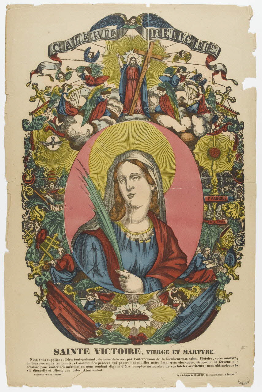 estampe GALERIE RELIGIEUSE SAINTE VICTOIRE, VIERGE ET MARTYRE. 1950.39.379 Photo RMN-Grand Palais (Mucem)