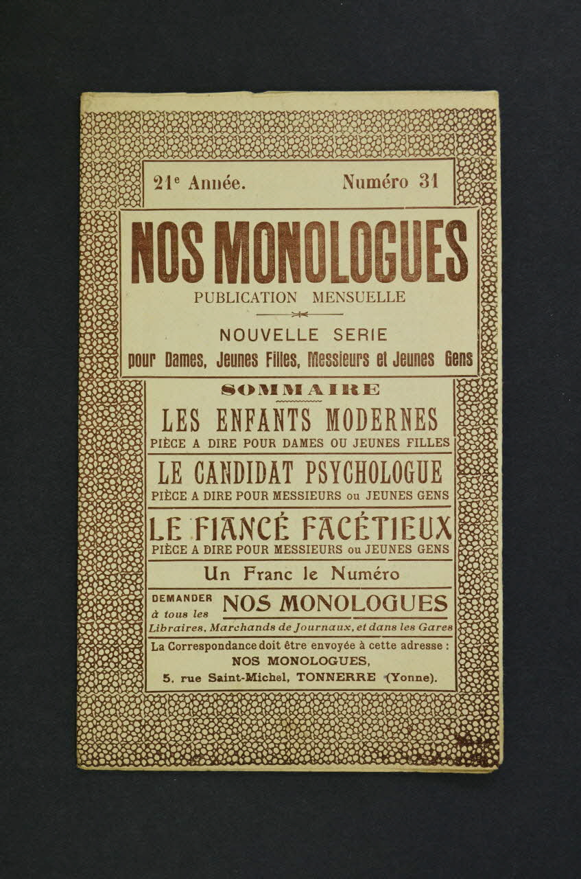 MONOLOGUE petit format 1970.139.144 Photo Mucem