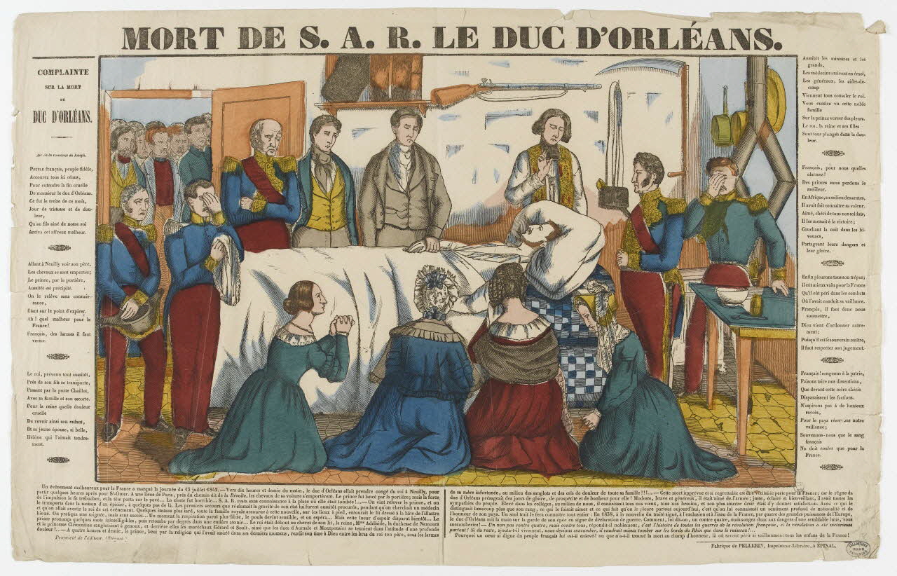 Pellerin imagerie ancienne MORT DE S. A. R. LE DUC D'ORLEANS. Lorraine, France 1842 1950.39.779 Photo RMN-Grand Palais (Mucem)