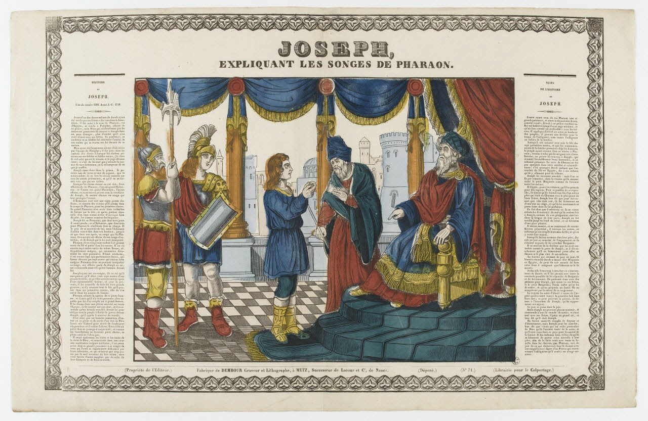 Adrien N. Dembour estampe JOSEPH,  EXPLIQUANT LES SONGES DE PHARAON. Metz 1835-1840 1953.86.237 Photo RMN-Grand Palais (Mucem)