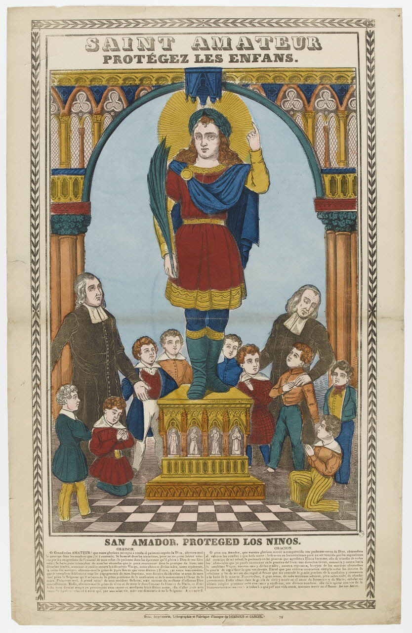 Dembour et Gangel estampe SAINT AMATEUR  PROTEGEZ LES ENFANTS. Metz 1840-1852 1953.86.270 Photo RMN-Grand Palais (Mucem)