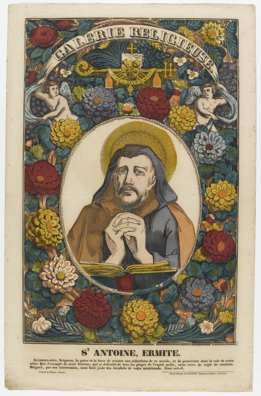 Pellerin estampe GALERIE RELIGIEUSE.  ST ANTOINE, ERMITE. Lorraine, France 1832-1842 1953.86.274 Photo RMN-Grand Palais (Mucem)
