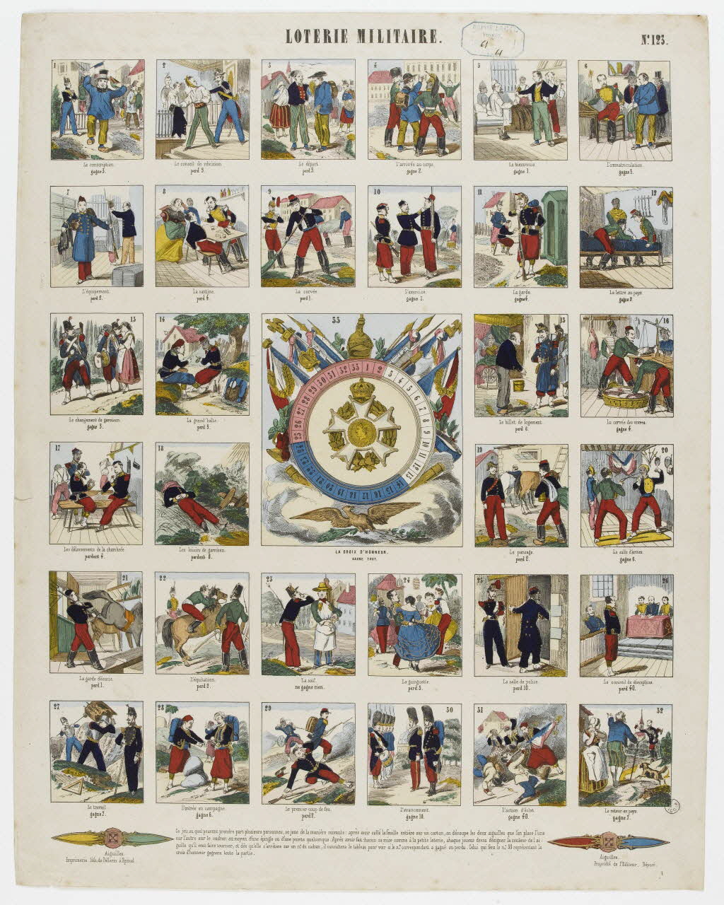 à compartiments (6x6) : jeu de loterie LOTERIE MILITAIRE. 1953.86.2865 Photo RMN-Grand Palais (Mucem)