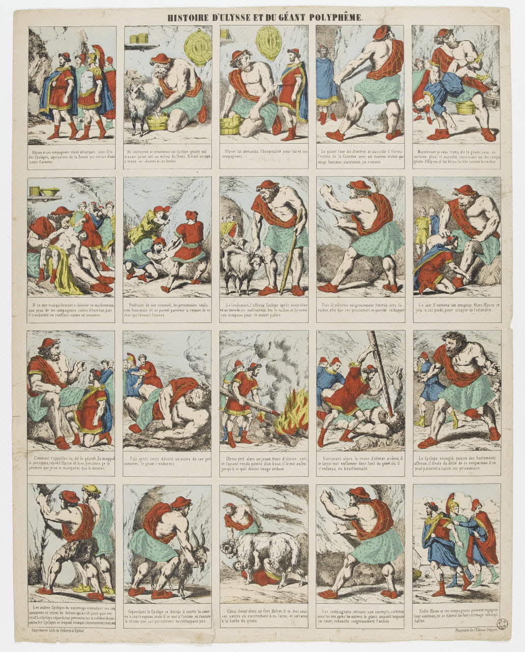 à compartiments (5x4) HISTOIRE D'ULYSSE ET DU GEANT POLYPHEME. 1953.86.3116 Photo RMN-Grand Palais (Mucem)