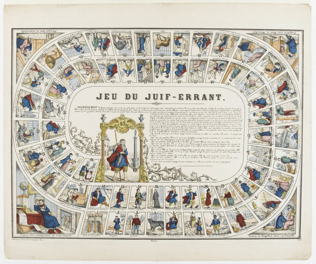 Charles Nicolas Gangel estampe JEU DU JUIF-ERRANT. Metz 1852-1858 1953.86.3155 Photo RMN-Grand Palais (Mucem)