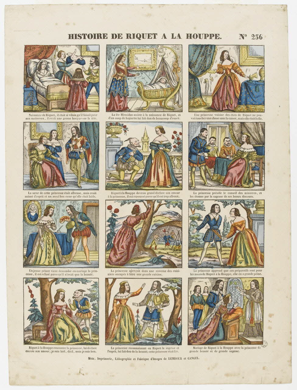 Dembour et Gangel à compartiments (3x2) HISTOIRE DE RIQUET A LA HOUPPE. Metz 1840-1852 1953.86.3348 Photo RMN-Grand Palais (Mucem)