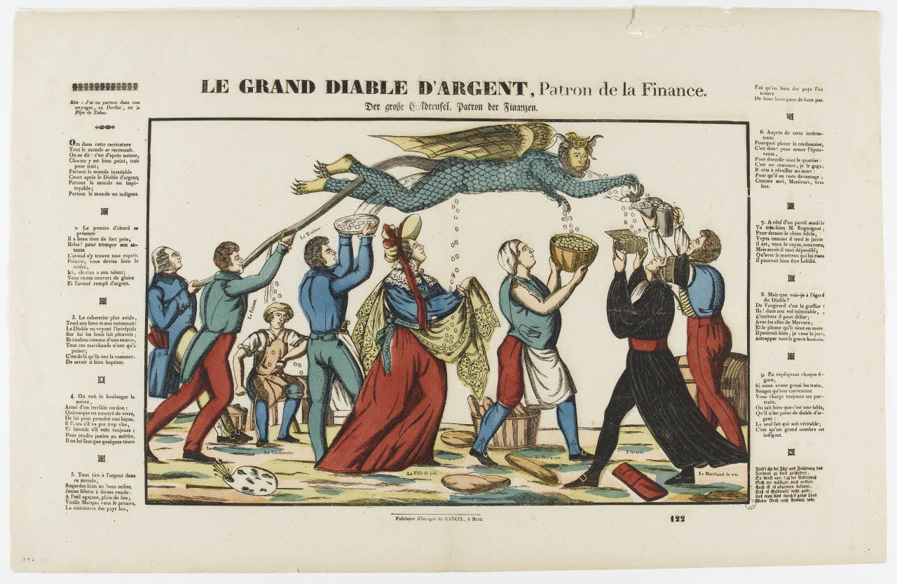 Charles Nicolas Gangel estampe LE GRAND DIABLE D'ARGENT, Patron de la Finance. Metz 1852-1858 1953.86.5051 Photo RMN-Grand Palais (Mucem)