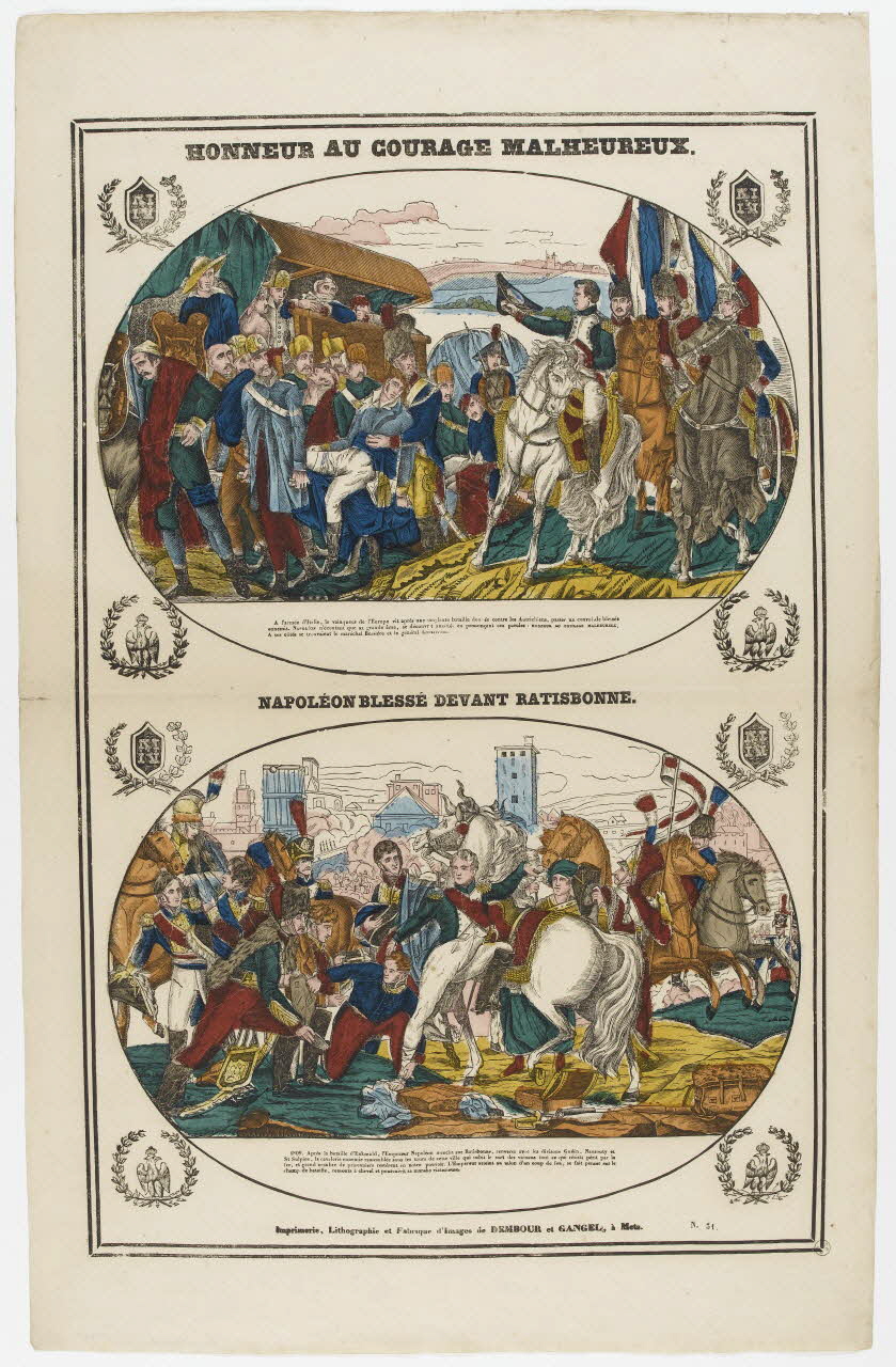 Dembour et Gangel à compartiments : 2 HONNEUR AU COURAGE MALHEUREUX.  NAPOLEON DEVANT RATISBONNE. France 1840-1852 1953.86.610 Photo RMN-Grand Palais (Mucem)