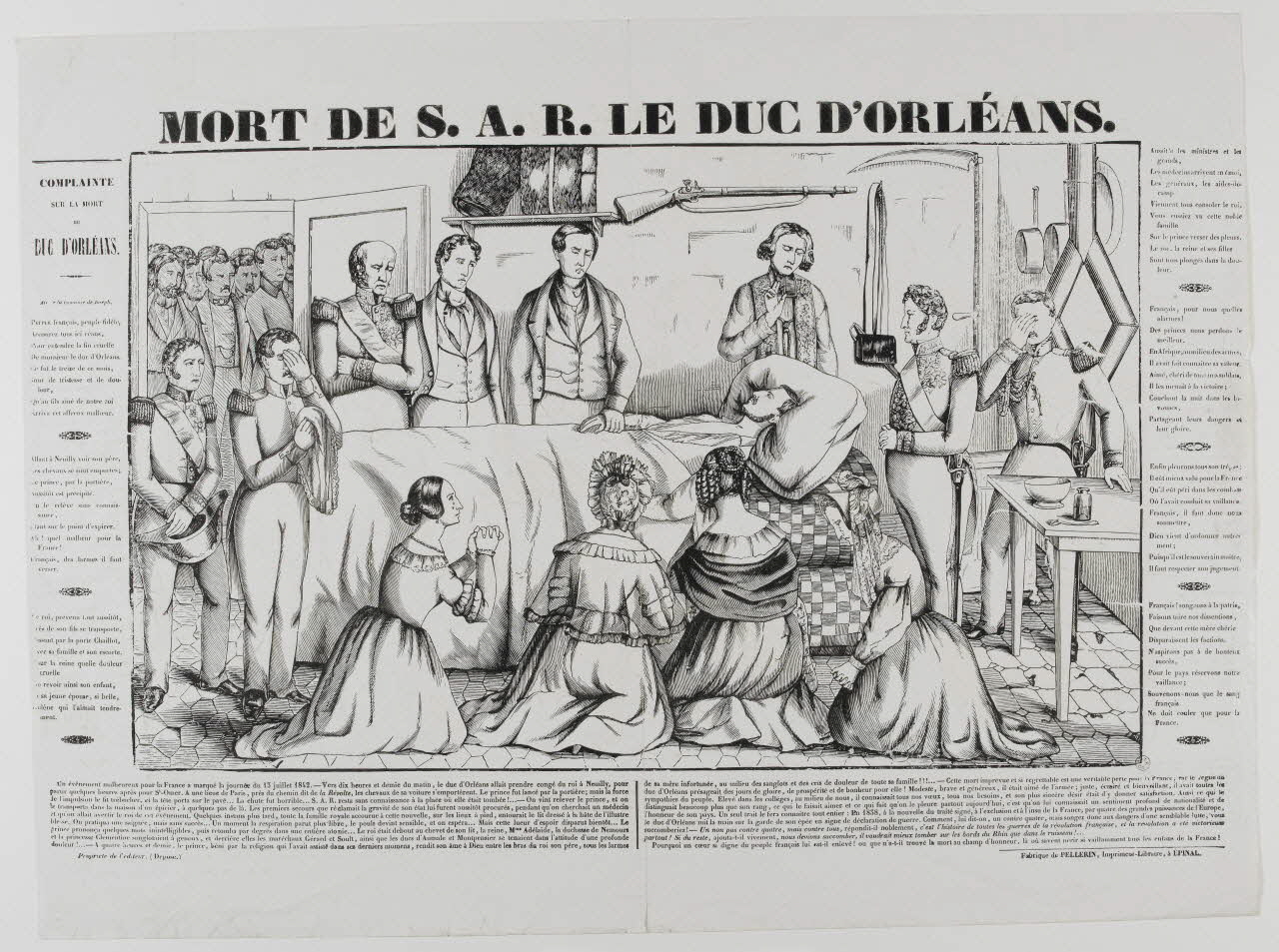 Pellerin estampe MORT DE S. A. R. LE DUC D'ORLEANS. Lorraine, France 1842 1953.86.794 Photo RMN-Grand Palais (Mucem)