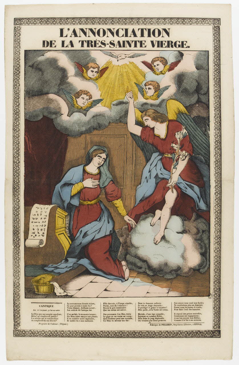 Pellerin estampe L'ANNONCIATION  DE LA TRES-SAINTE VIERGE. Lorraine, France 1839 1953.86.96 Photo RMN-Grand Palais (Mucem)