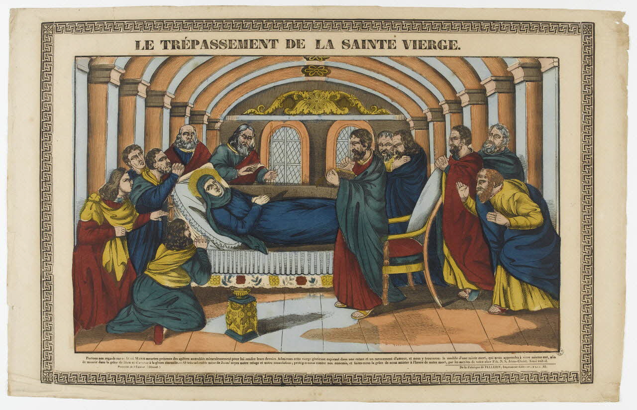 Pellerin estampe LE TREPASSEMENT DE LA SAINTE VIERGE. Lorraine, France 1837 1953.86.98 Photo RMN-Grand Palais (Mucem)