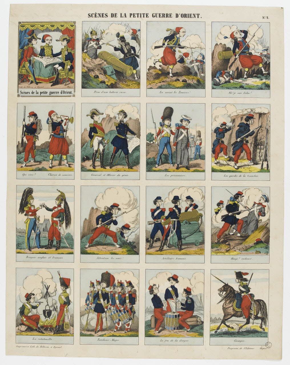 à compartiments (4x4) SCENES DE LA PETITE GUERRE D'ORIENT. 1953.86.992 Photo RMN-Grand Palais (Mucem)