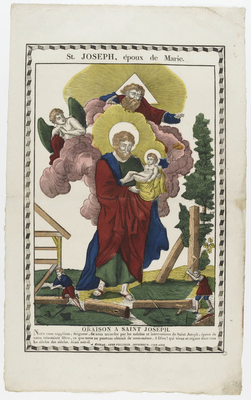 François Georgin ; Pellerin imagerie ancienne St. JOSEPH, époux de Marie. Lorraine, France 1825-1837 1965.75.216 Photo RMN-Grand Palais (Mucem)